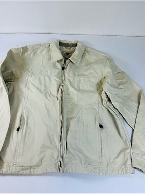 L.L. Bean Cream Canvas Lightweight Zip-Front Shirt Jacket